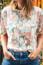Load image into Gallery viewer, Sugar Hill  Kinsley Relaxed T Shirt Off White/Multi Rainbow Leopards