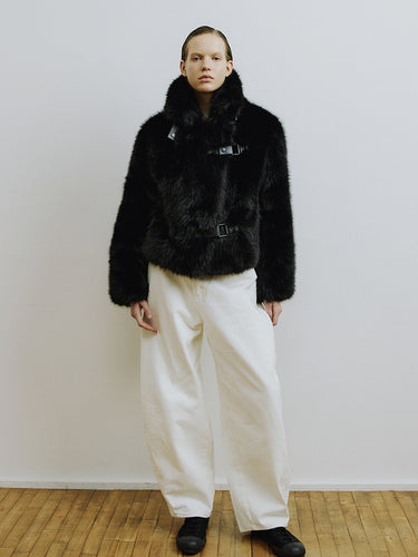 MOLLIOLLI Roy Toggle Faux Fur Jacket Black