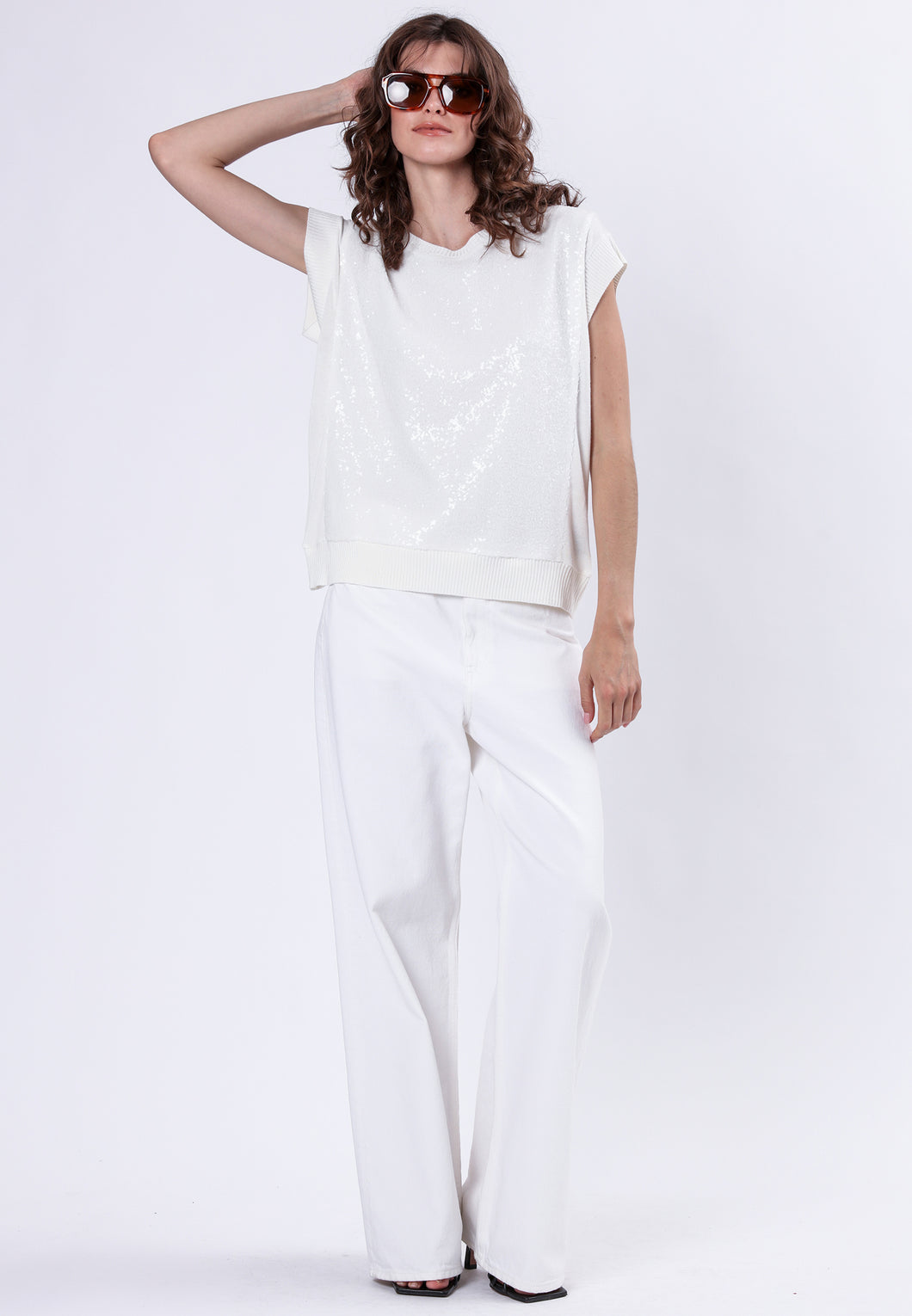 RELIGION Vibrant Top White/Sequin
