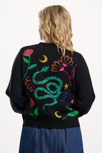 Load image into Gallery viewer, SUGARHILL Adrian Cardigan. Black Snake Floral Back &amp; Front Design