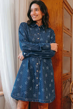 Load image into Gallery viewer, SUGARHILL Ilsa Mini Shirt Dress  Mid Blue Denim Bleached Stars