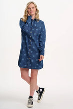 Load image into Gallery viewer, SUGARHILL Ilsa Mini Shirt Dress  Mid Blue Denim Bleached Stars