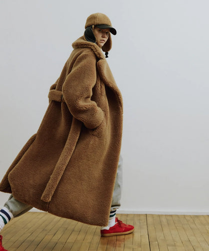 MOLLIOLLI Franc Faux Fur Coat  Tobacco Brown