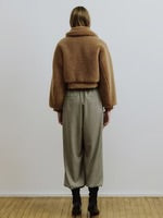 Load image into Gallery viewer, MOLLIOLLI GeGe Aviator Cropped Faux Fur Jacket Tobacco Brown