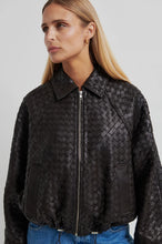 Load image into Gallery viewer, SECOND FEMALE Vermont Woven Leather Jacket Dark Brown