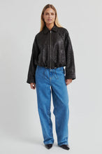 Load image into Gallery viewer, SECOND FEMALE Vermont Woven Leather Jacket Dark Brown