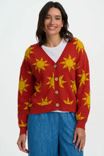 Load image into Gallery viewer, SUGARHILL Angelica V Kneck Cardigan Rusty Red Canyon Sunshine