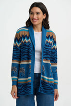 Load image into Gallery viewer, SUGARHILL Saira Belted Cardigan Blue Dessert Zebra