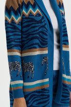 Load image into Gallery viewer, SUGARHILL Saira Belted Cardigan Blue Dessert Zebra