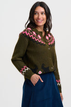 Load image into Gallery viewer, SUGAR HILL Olana Cardigan Olive Goat Meadow Fairisle