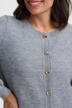 Load image into Gallery viewer, SUGAR HILL Glinda Cardigan Grey Marl Gold Heart Buttons