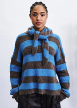Load image into Gallery viewer, FRNCH Kalamata Sweater Scarf Set  Brown Ice Stripe