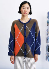 Load image into Gallery viewer, FRNCH Ida Khaki Cardigan Fairisle Pattern