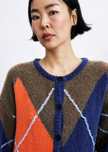 Load image into Gallery viewer, FRNCH Ida Khaki Cardigan Fairisle Pattern