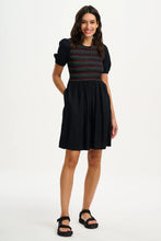 Load image into Gallery viewer, Sugar Hill  Antoinette Shirred Dress   Black/Rainbow Shirring