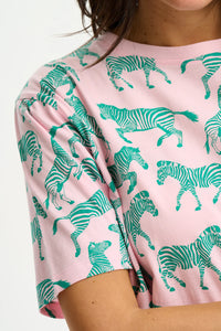 Sugar Hill  Kinsley Relaxed T Shirt  Pink Zebra Repeat