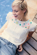 Load image into Gallery viewer, Sugar Hill Brook Tunic Top  Off White/Rainbow Flowers