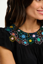 Load image into Gallery viewer, Sugar Hill Brook Tunic Top  Black/Rainbow Flowers