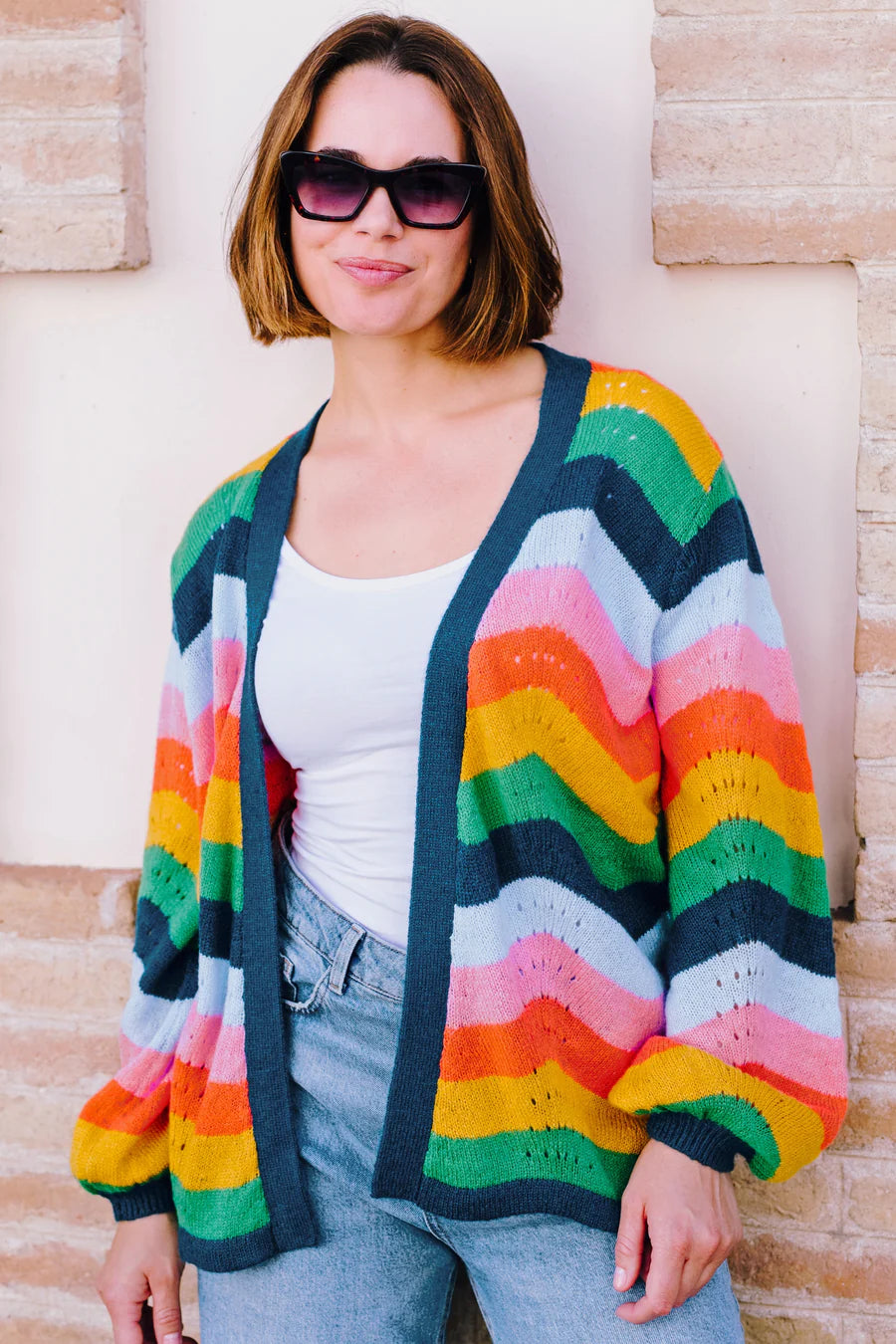 SugarHill. Bella Cardigan Multi Rainbow Waves
