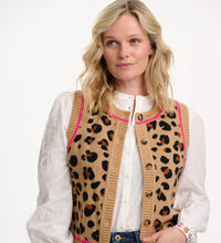 Load image into Gallery viewer, SUGARHILL Natalie  Knitted Waistcoat Tan/Black Natural Leopard