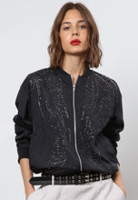 Load image into Gallery viewer, Antares Jacket Black Gold Beading on Front and Back