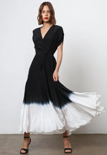 Load image into Gallery viewer, Solstice Maxi Dress  Dip Dye Black/White