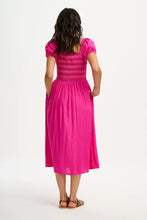 Load image into Gallery viewer, Sugar Hill  Octavia Midi Shirred Dress  Dark Pink