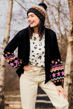 Load image into Gallery viewer, Sugar Hill. Yvette Cardigan Black Fairisle Sleeve