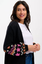 Load image into Gallery viewer, Sugar Hill. Yvette Cardigan Black Fairisle Sleeve