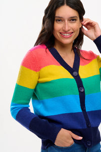 Sugar Hill. Izzy Cardigan  Multi Rainbow Stripes