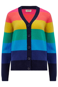 Sugar Hill. Izzy Cardigan  Multi Rainbow Stripes