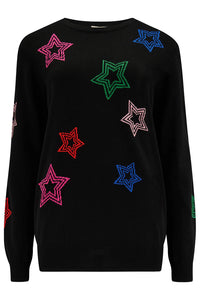 Sugar Hill. Rita Jumper Black Rainbow Stars