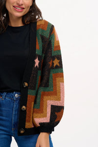 SugarHill. Morgana Cardigan Multi Chevron & Stars