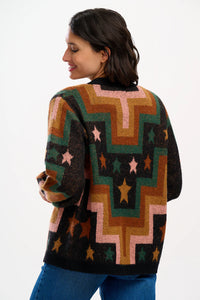 SugarHill. Morgana Cardigan Multi Chevron & Stars