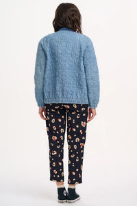 SugarHill. Kinga Quilted Bomber Jacket Light Blue Denim