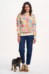 SugarHill. Eadie Relaxed Sweatshirt  Off White/Multi Painted Jungle
