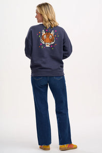 SugarHill. Eadie Relaxed Sweatshirt  Charcoal Tiger and Stars