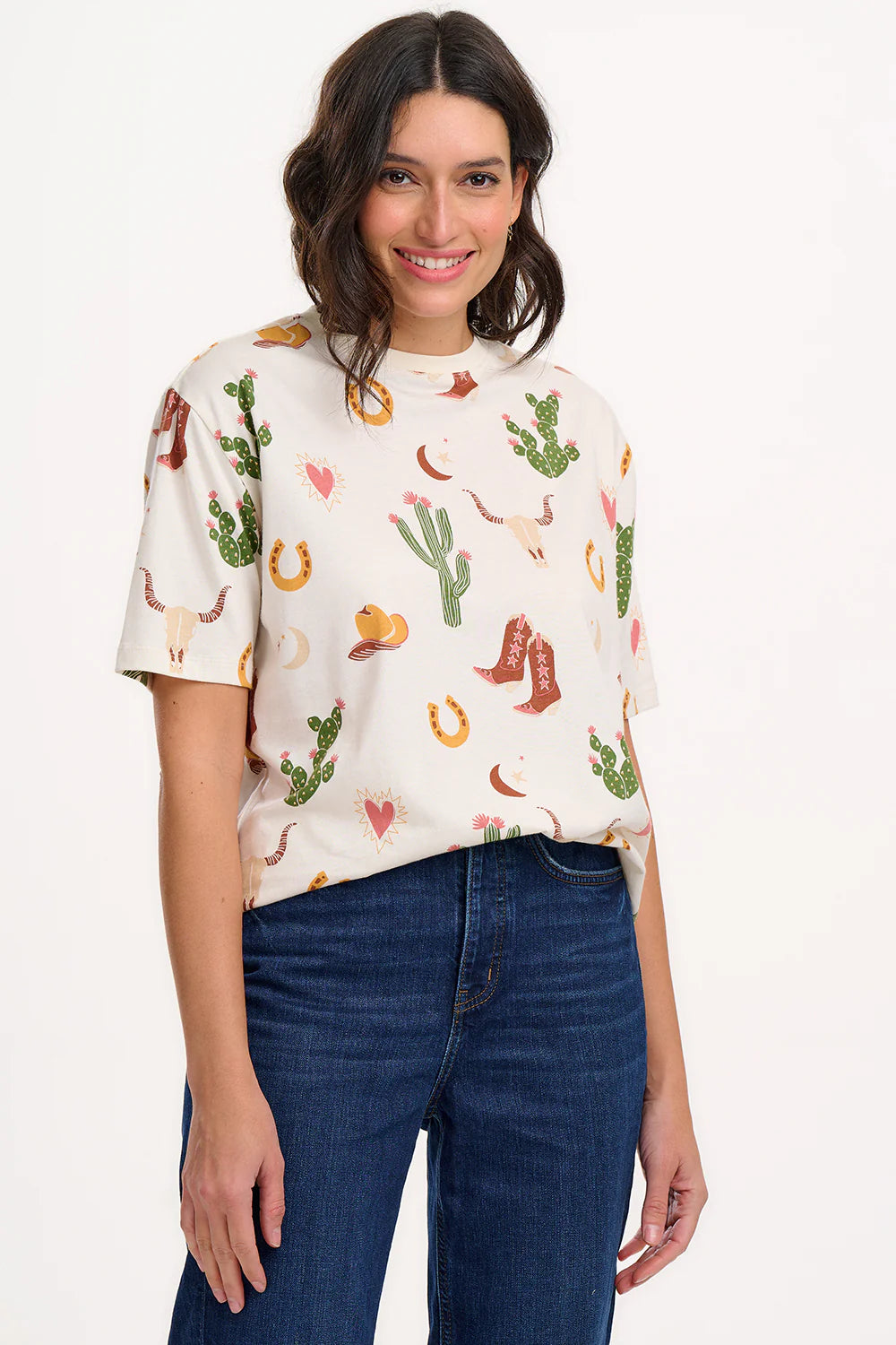 SugarHill. Kinsley  Relaxed T Shirt  Cream/Dessert Cowgirl