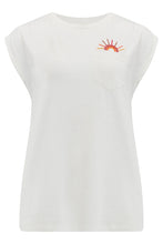 Load image into Gallery viewer, SugarHill. Chrissy Relaxed Tank T Shirt Off White,Sunset Waves