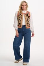 SUGARHILL Natalie  Knitted Waistcoat Tan/Black Natural Leopard
