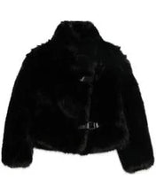 Load image into Gallery viewer, MOLLIOLLI Roy Toggle Faux Fur Jacket Black