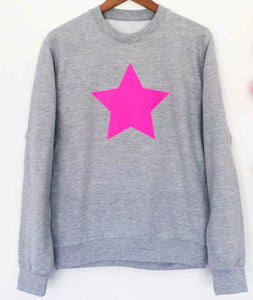 Star Relaxed Fit Classic Sweatshirt  Grey/Neon