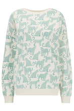 Load image into Gallery viewer, Sugar Hill. Eadie Relaxed Sweatshirt Off White Green Leopard