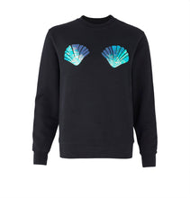 Load image into Gallery viewer, Black Sweatshirt with Shell Detail